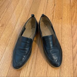 Almond toe leather slip on loafers